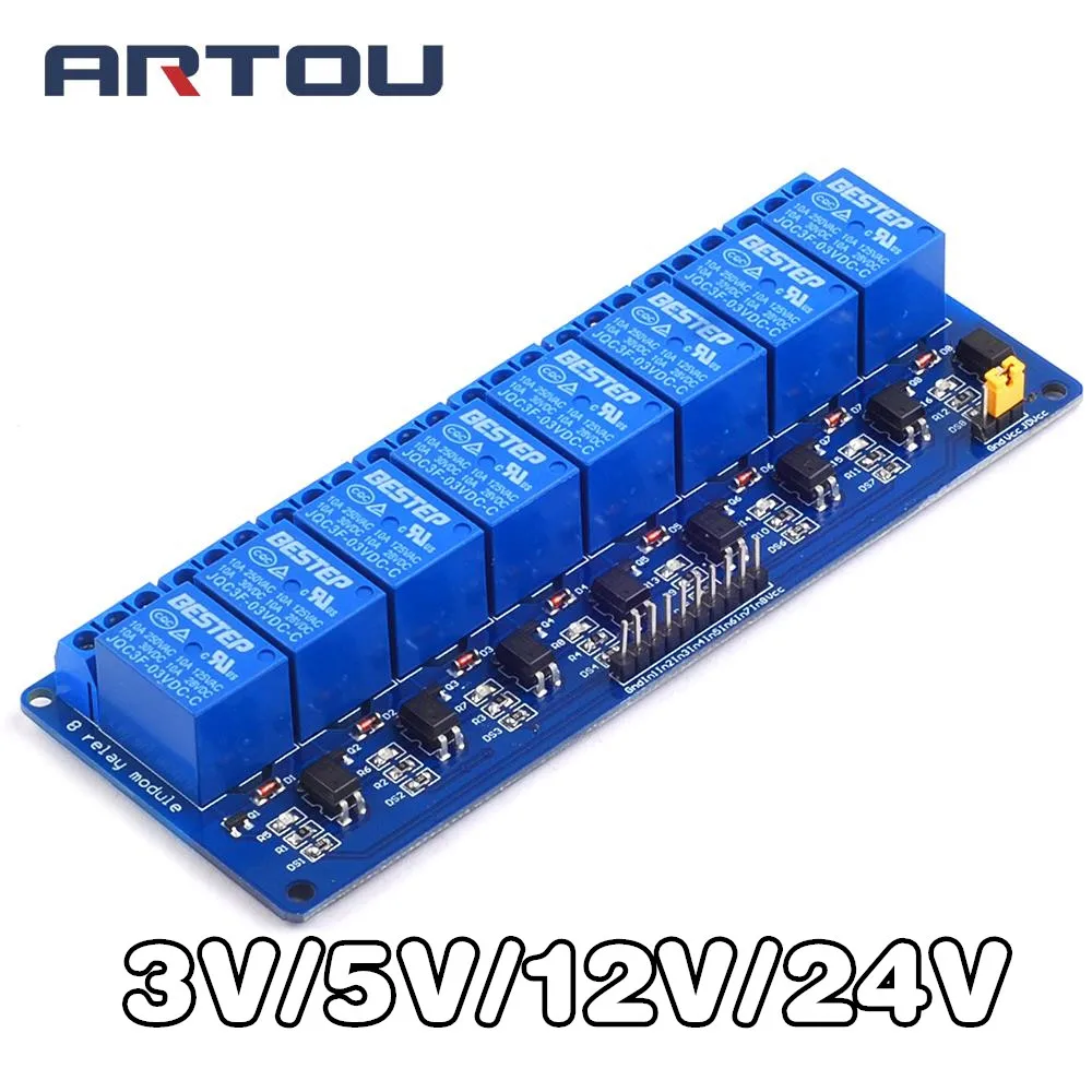 3V 5V 12V 24V 8 Channel Relay Module Low Level Trigger with Optocoupler Relay Output 8 way Relay Module for Arduino