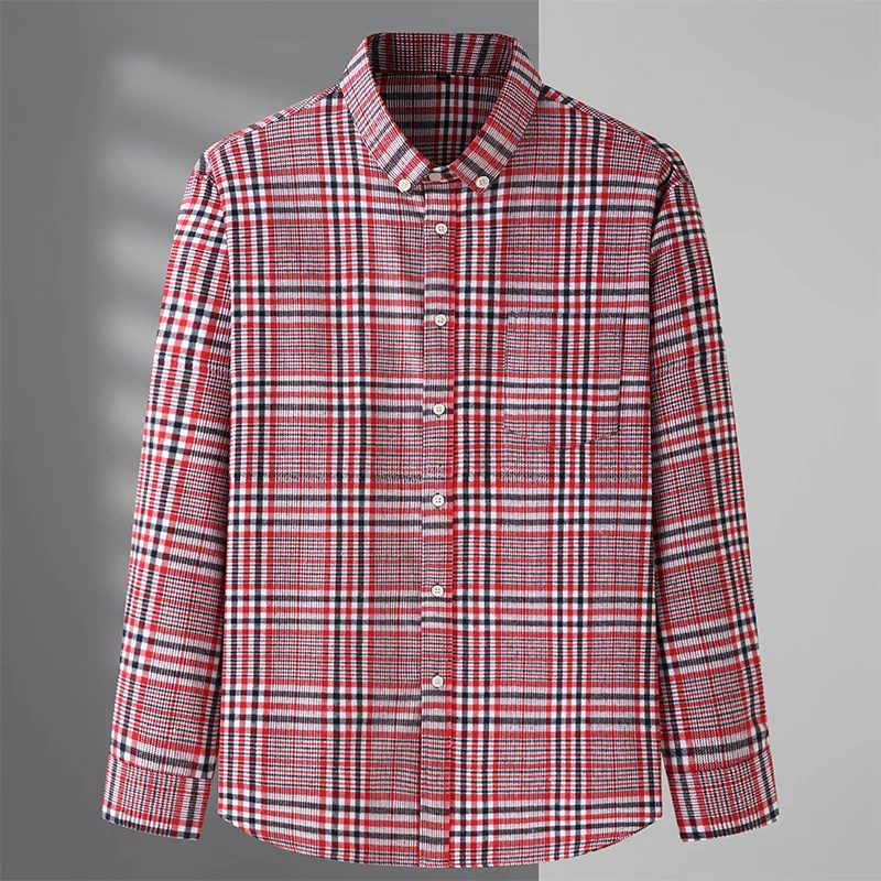 

Fashion Brand Designer Shirt Mens Dress Shirts Cotton 8XL Slim Fit Street Wear Long Sleeve Top Grade Plaid Casual Clothes