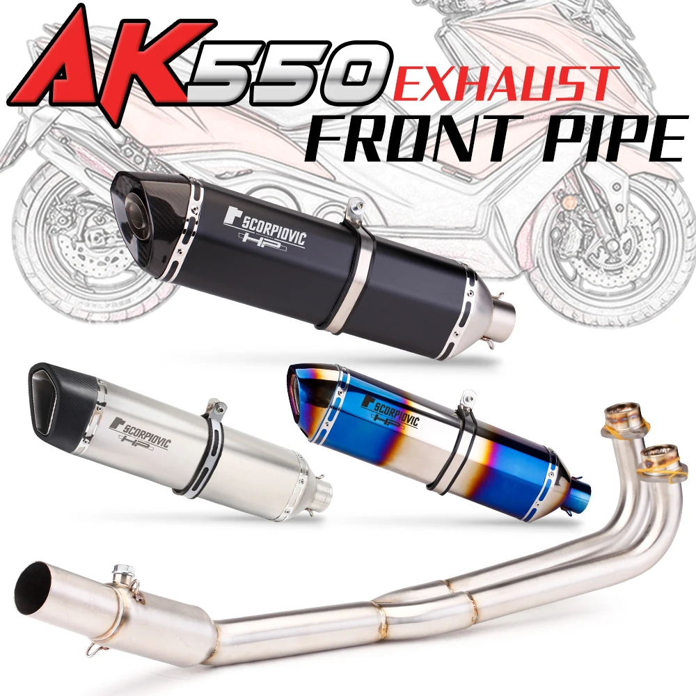 

Exhaust Front Pipe Motorcycle Muffler Motorcross Slip on Modified Tube Stainless Steel Catalyst For KYMCO AK550 AK 550 51mm Link