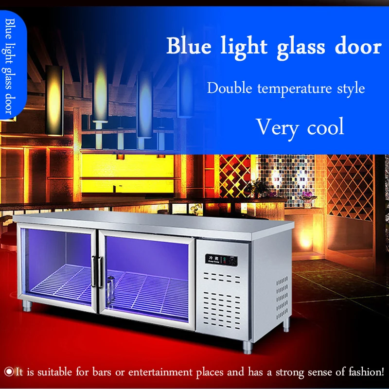 1.8 متر الفريزر التجاري نضارة الفولاذ المقاوم للصدأ عرض مقبض كابينة نوع الثلاجة الحليب الشاي مخزن الثلاجة