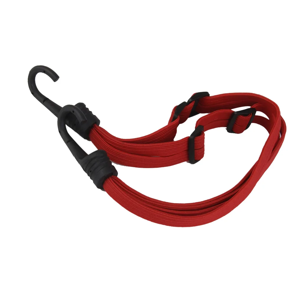 Adjustable Motorcycle Bicycle Strength Retractable Helmet Luggage Elastic Rope Strap Belt with Hooks  --Red