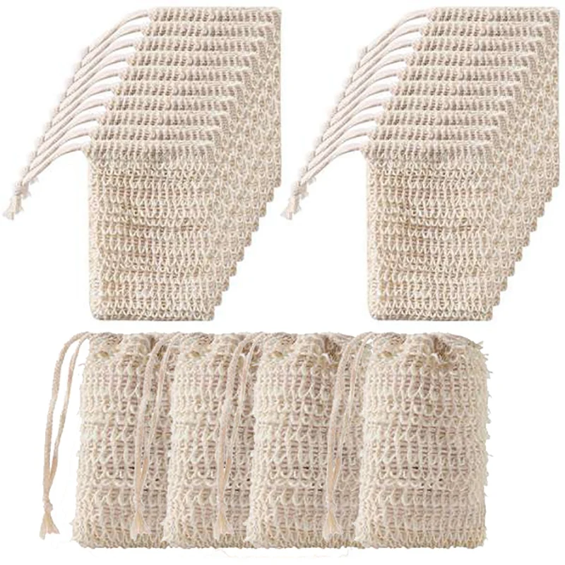 Shower Bath Sisal SoAP Bag Natural Sisal SoAP Bag Exfoliating SoAP SaVER PouCH Holder 36Pcs