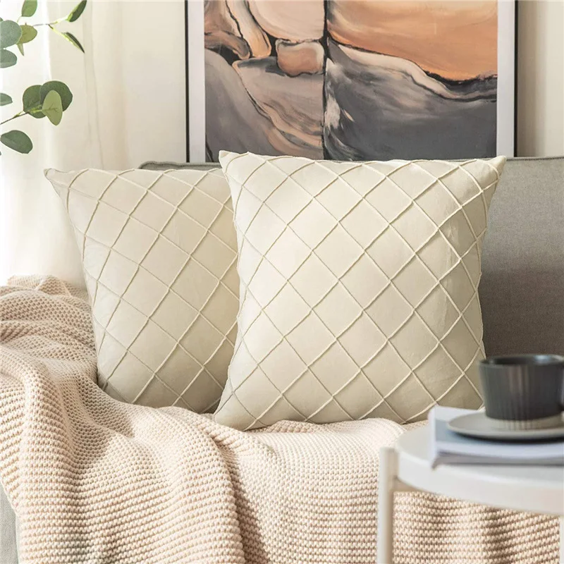 45X45cm Pillow Covers Nordic Retro Cushion Cover Geometric Velvet Pillow Case Check Home Decor Sofa Living Room Decorative 1pc