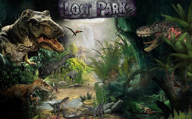 Jurassic Park World Dinosaur Tropical Green Leaves Birthday Backdrops Custom Photography Backgrounds Baby Shower Photo Studio