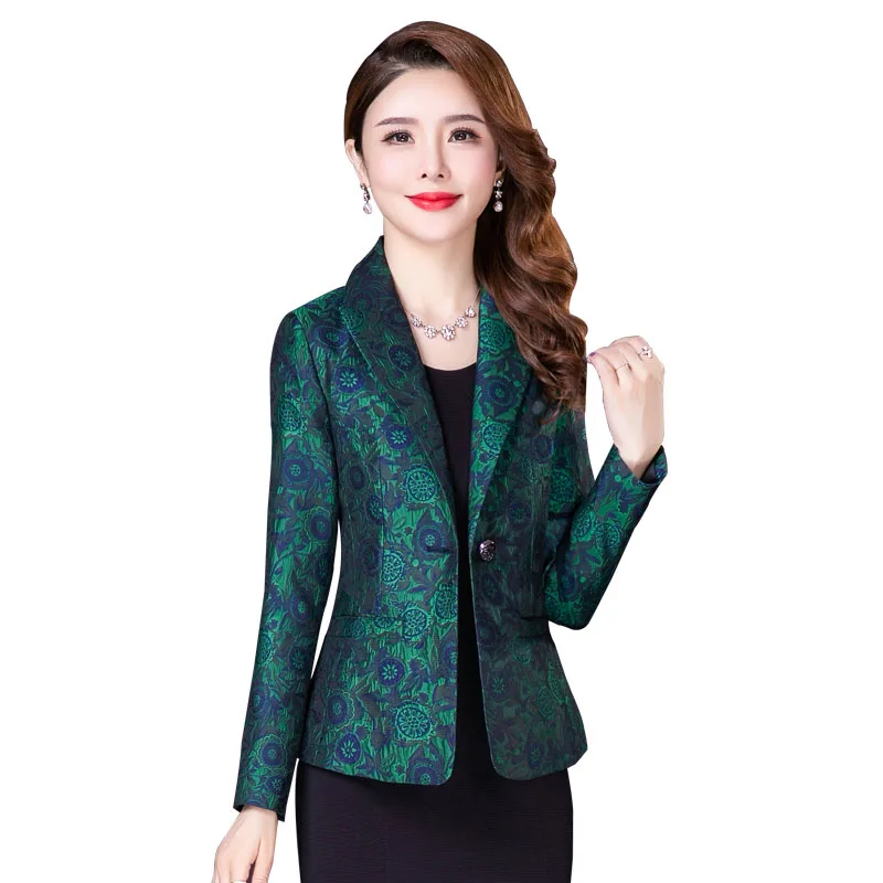 

Women Plus Size Loose Casual Office Suit Top 2022 New Female Autumn Temperament Coat Ladies Elegant Slim printing Blazer OK1375