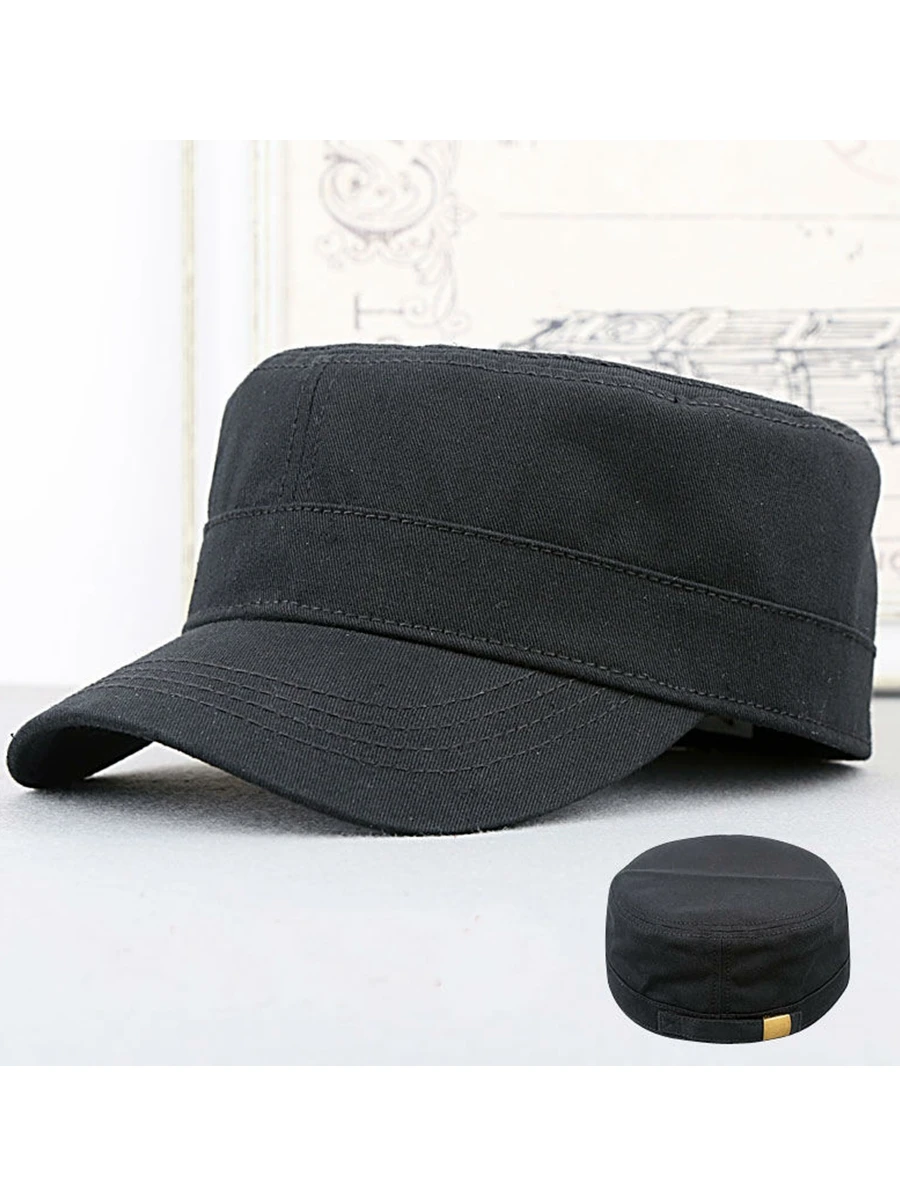 Back Full Closed Army Flat Caps Men and Women Cotton Military Hat Big Bone Plus Size Fitted Baseball Hats 58cm 60cm