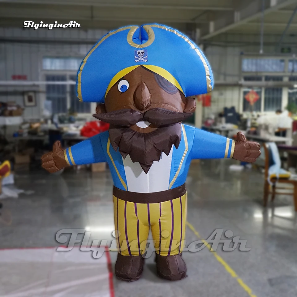 Personalized Walking Inflatable Pirate Captain Costume Cartoon Character Model Blow Up Corsair Suit For Parade Event Show