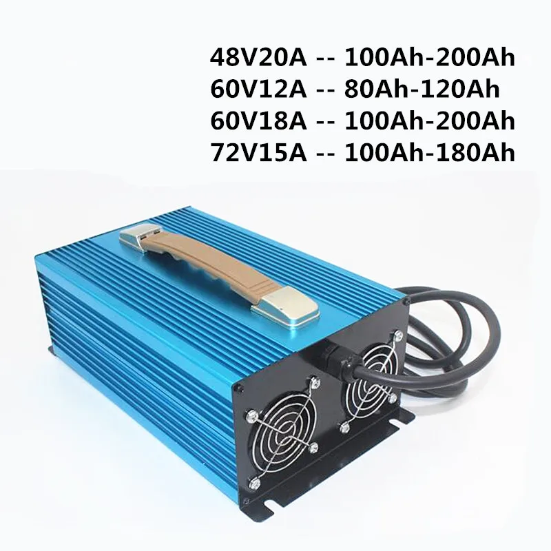 Carregador de veículo para carro elétrico, triciclo, carrinho de golfe, AGM GEL, Grafeno Líquido, Bateria de chumbo ácido, 48V, 60V, 72V, 20A, 18A, 15A