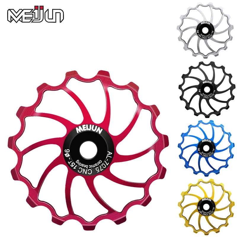 MEIJUN 2pcs 14T 15T 16T Bicycle Guide Wheel Ceramic Bearing Mountain Road Bike Guide Wheel Gear Cog Universal For 15 Teeth