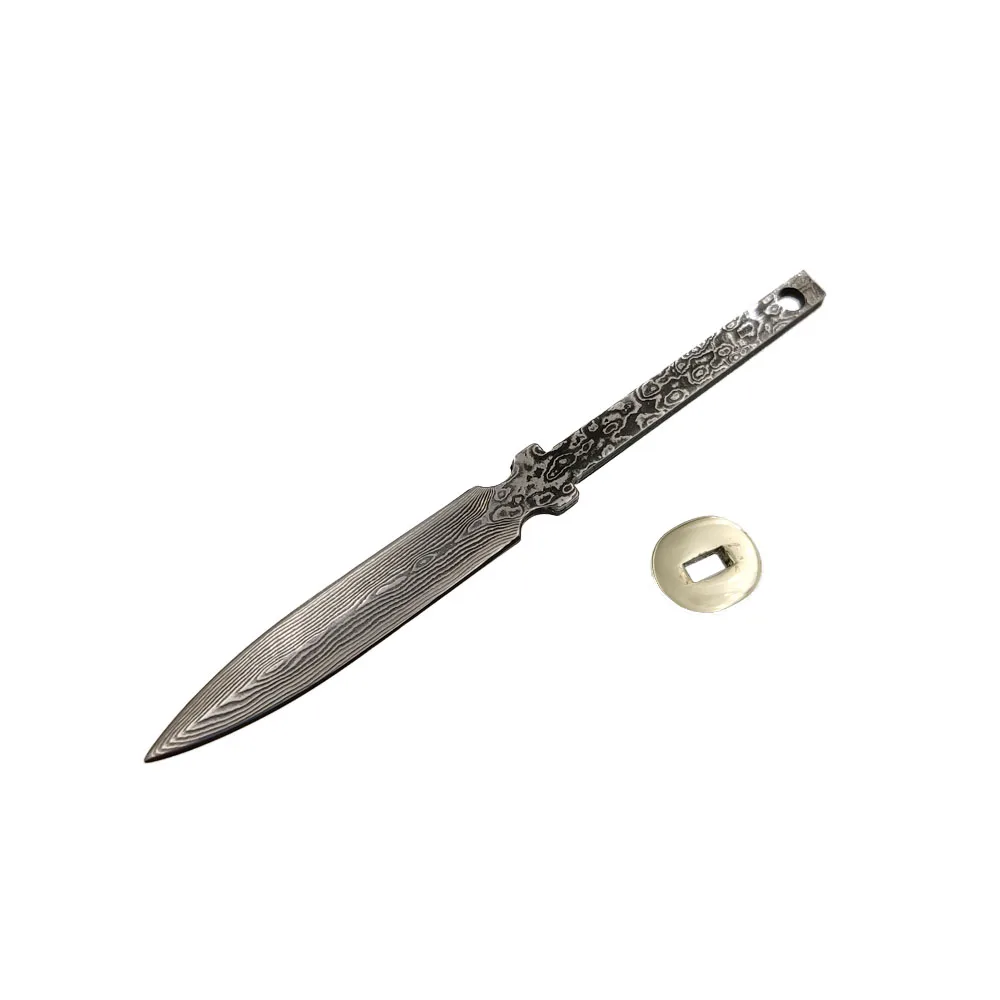 Swayboo DIY Semi-finished Damascus Steel One Steel Handle Brass Hand Guard Pu\'er Tea Knife Needle