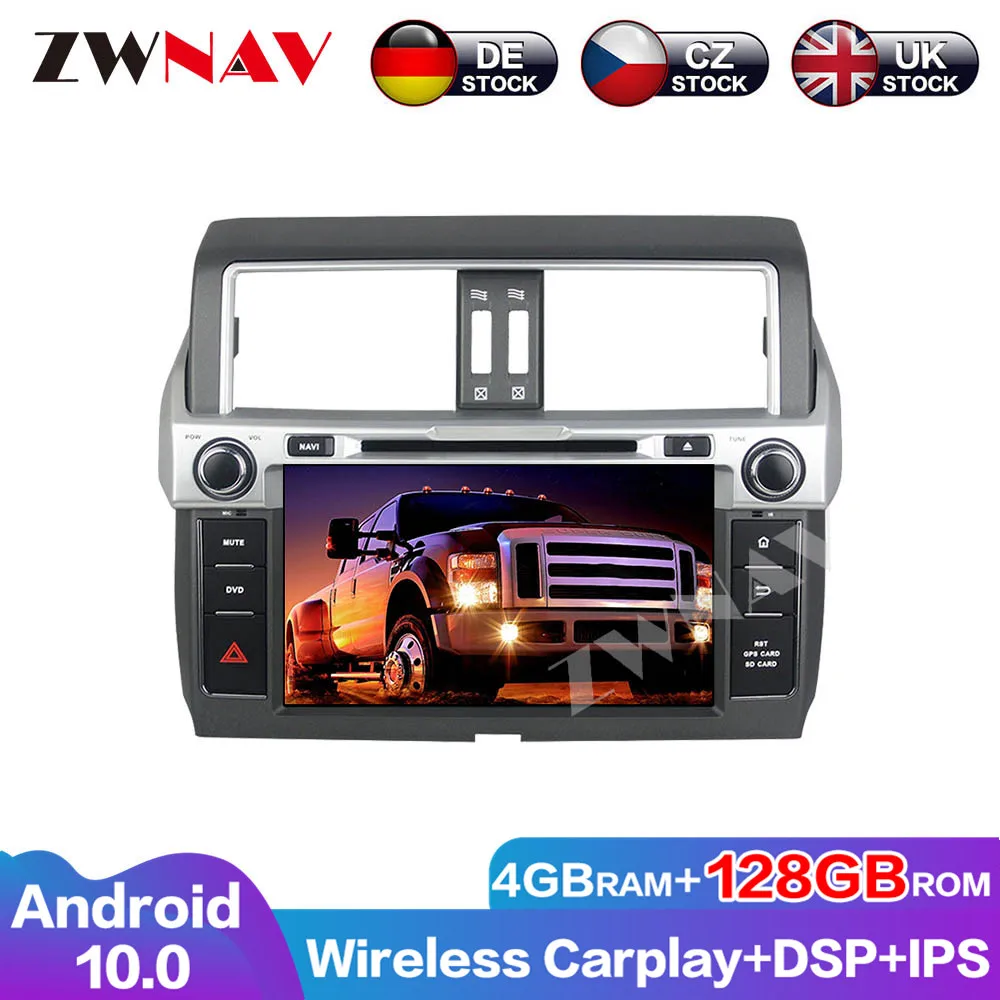 Carplay 128G Android 10 Audio Navigation Auto Radio Car DVD Player GPS For Toyota Prado 2018-2019 Head Unit Multimedia