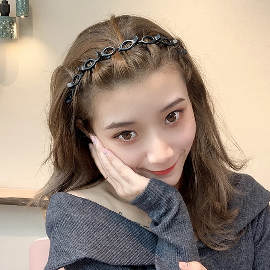 Unisex Alice Hairband Headband Pria Wanita Olahraga Rambut Band Cincin Logam Double Poni Gaya Rambut Jepit Rambut Di Saham