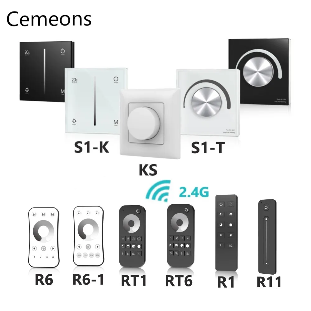 Triac LED Dimmer 220V 230V 110V AC 2.4G 4-Zone Wireless RF Remote Remote Controller for Single Color LED Dimmable Light Bulb KS