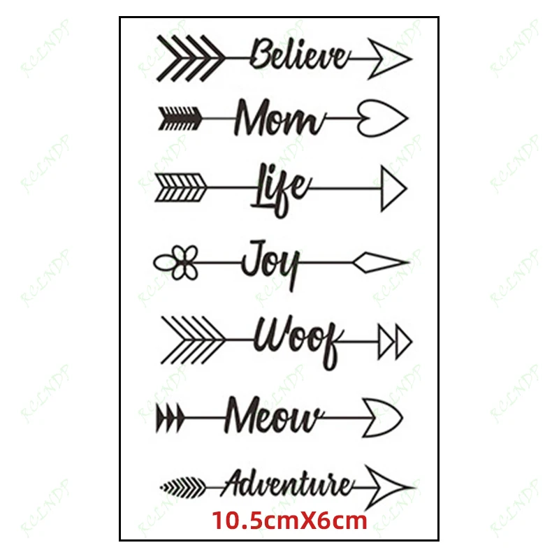 Waterproof Temporary Tattoo Sticker Finger Arrow Believe Mom Life adventure English Letters Flash Tatoo Fake Tatto for Women Men