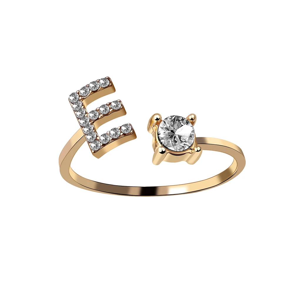 Modischer Initialen-Ring A-Z für Damen, Klassischer Gold- oder Silberfarbener Offener Fingerring für Partys, Schmuckgeschenk, Großhandel – Detail 17
