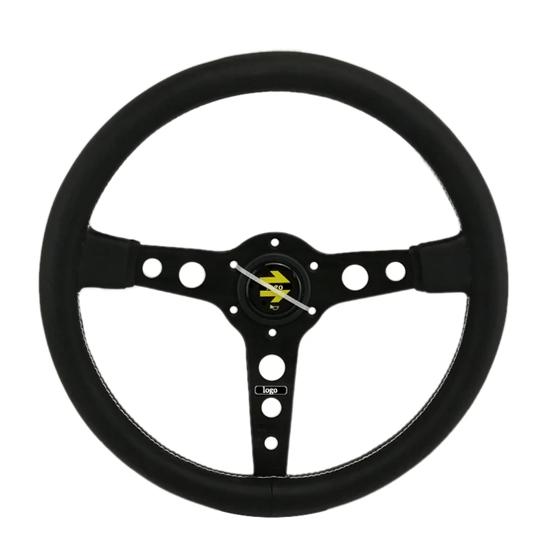 Spceddy MCX 14inch Car Modified Racing Flat Steering Wheel Prototipo High Quality Leather Steering Wheel Sport With logo