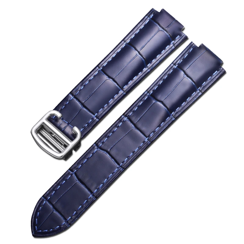 Cartier Blue Balloon Series Leather strap Convex Interface Special size replacement color leather wristband Watch accessories