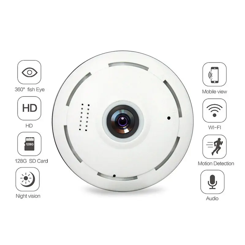 960P 1.3MP 360 Degree Wifi Wireless Camera Fisheye Panoramic Camera Home Security Network Video Surveillance IR Night Version