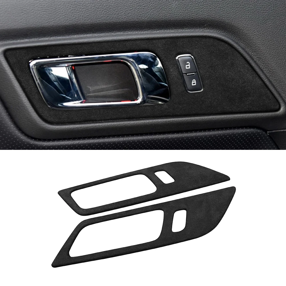 

Interior Door Grab Handle Decoration Cover Trim Decal for Ford Mustang 2015 2016 2017 2018 2019 2020 Car Accessory Suede Black