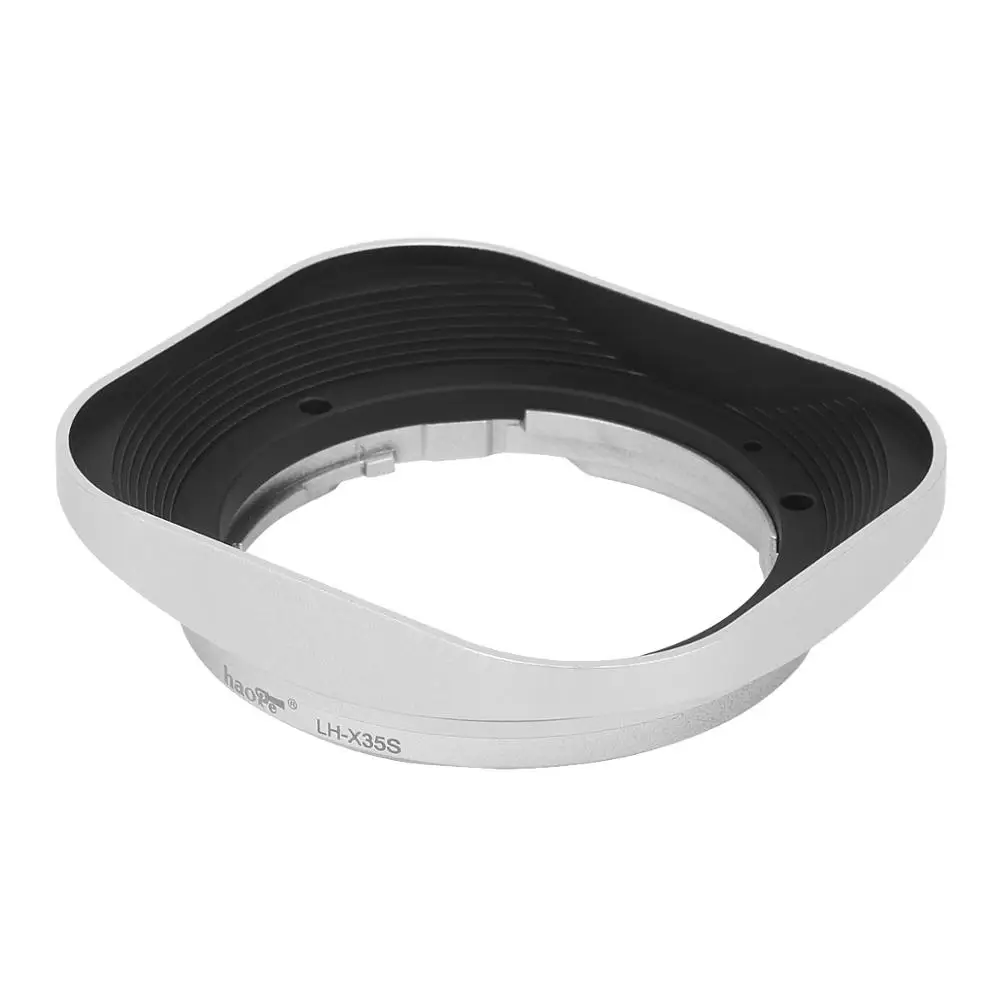 Haoge LH-X35S Square Metal Lens Hood Shade for Fuji Fujinon XF35mmF2 XF 35mm f/2 R WR and XF23mmF2 XF 23mm f2 R WR lens Silver