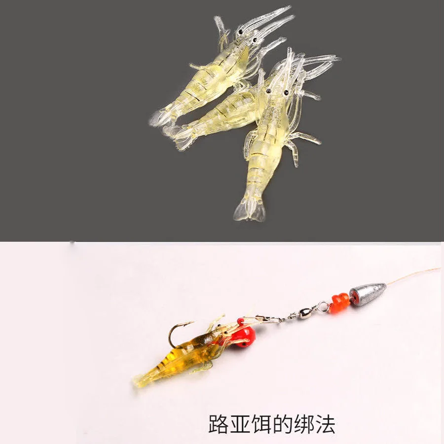 Luminous Shrimp Silicone Artificial Bait Simulation Soft Prawn With Hooks Carp Wobbler For Fishing Tackle/Lure/Accessories Sea