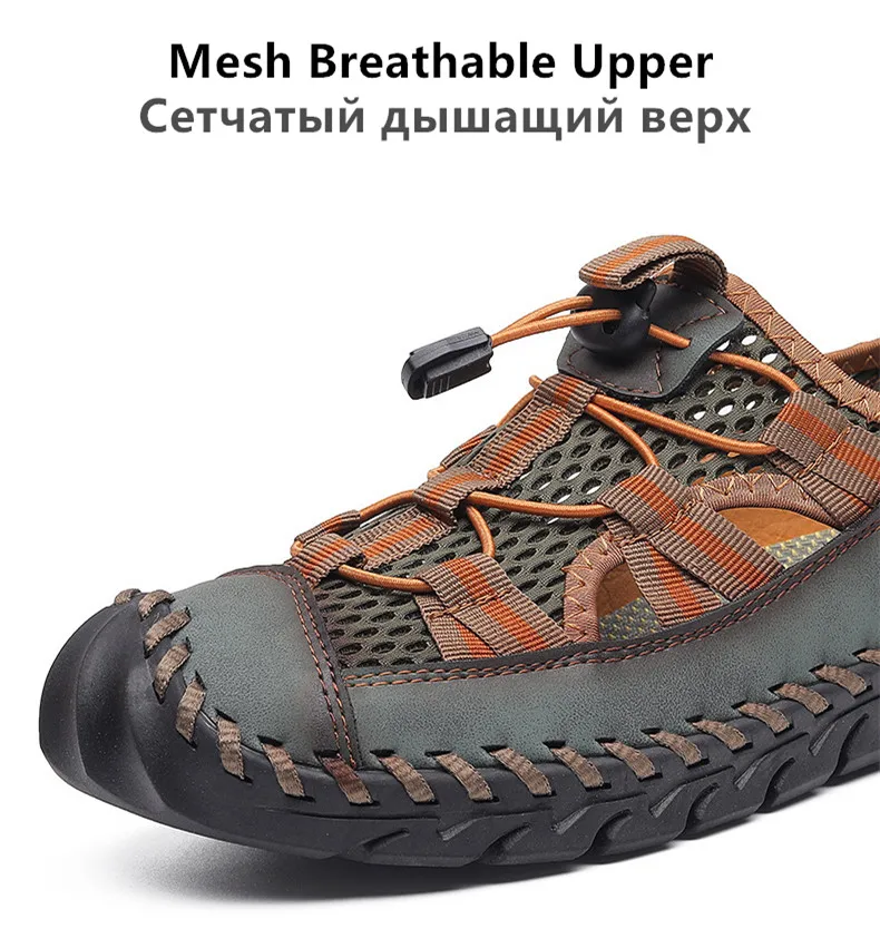 Heißer Verkauf Sommer männer Sandalen Im Freien Nicht-slip männer Strand Sandalen Handarbeit Aus Echtem Leder männer Schuhe mode Männer Turnschuhe – Detail 5