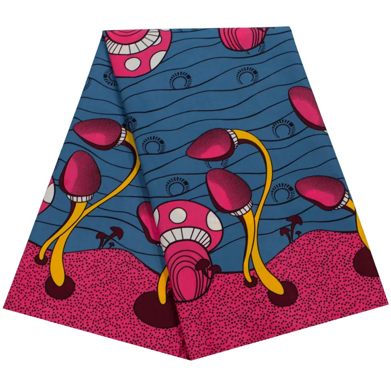 

100% Cotton 2019 Fashion African Pink mushroom Print Wax Fabric Veritable Ankara Real Wax Java