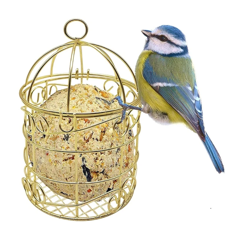 Bird Feeder Metal Fat Ball Bird Feeders Outdoor Small Hanging Gold Wild Bird Feeder Bread Holder Home Decorations