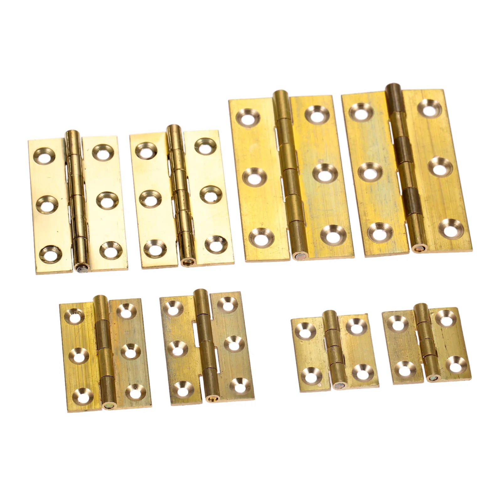 10pcs/set Brass Hinges w/screw 4/6 Holes Golden Decor Cabinet 1/1.5/2/2.5 inch Door/Furniture Wood Jewelry Box Wine Case Cabinet