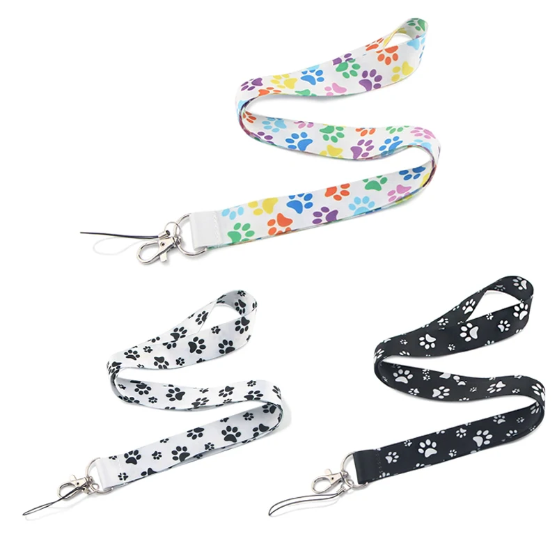 Cute Dog Paw Lanyards Colorful Print Neck Strap Mobile Phone Keys ID Card Holder Lanyard For Keys DIY Hanging Rope Lanyards