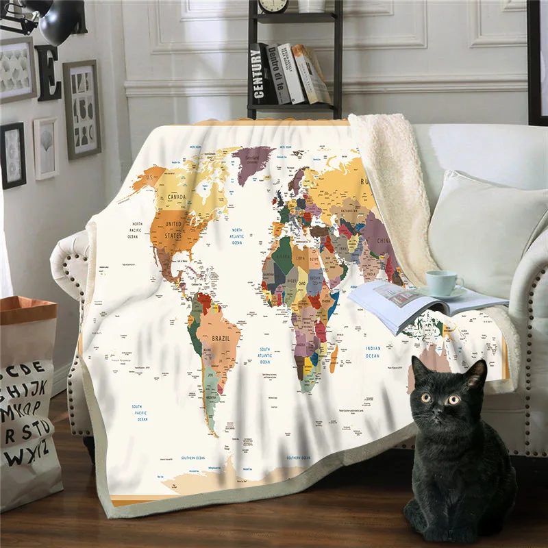 navigation map percale fleece blanket warm keeping throw blanket