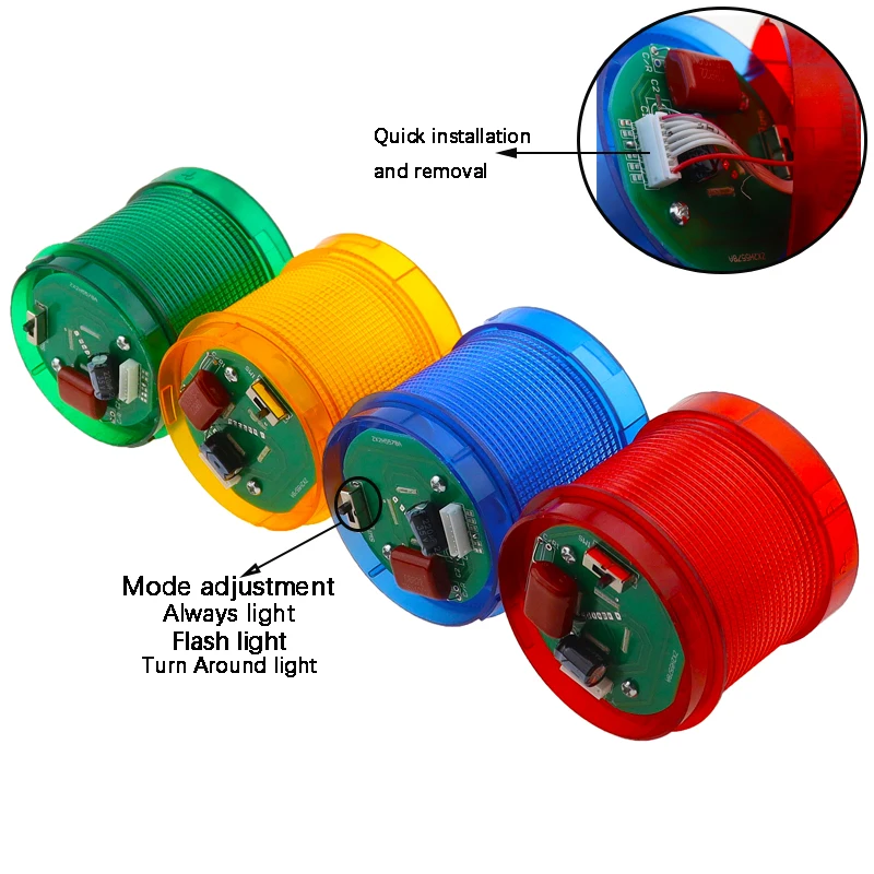 Lámpara de apilamiento seguridad Industrial, torre de luz LED de 5 capas, advertencia, plegable, 12V, 24V, 110V, 220V