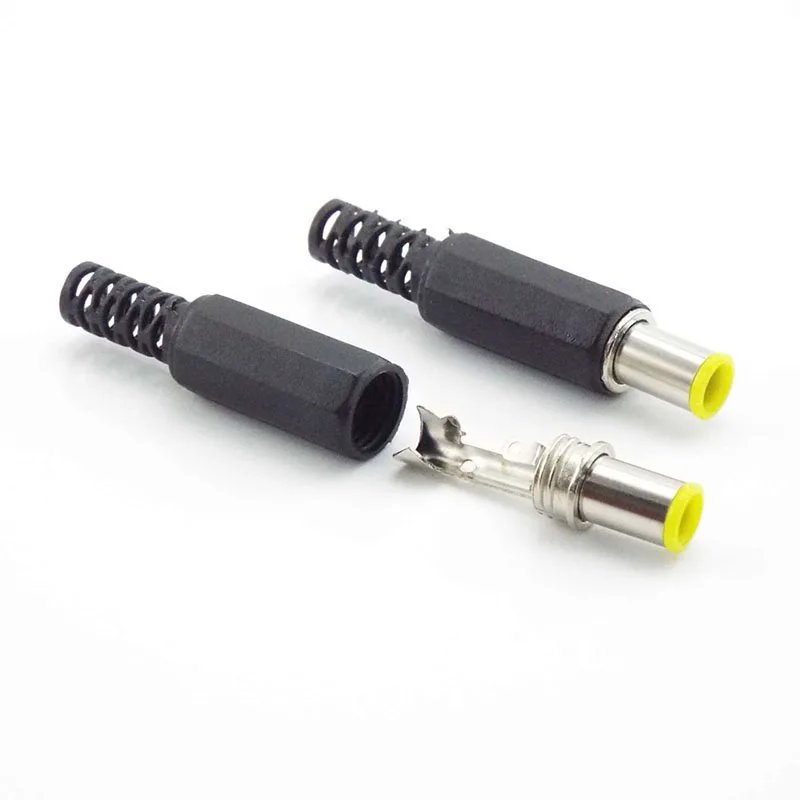 6.5mm x 4.4mm DC męski złącze zasilania przejściówka Adapter z 1.3mm złącze pinowe wtyczka zasilania żółty 6.5 4.4 mężczyzna spawanie Audio DIY s1