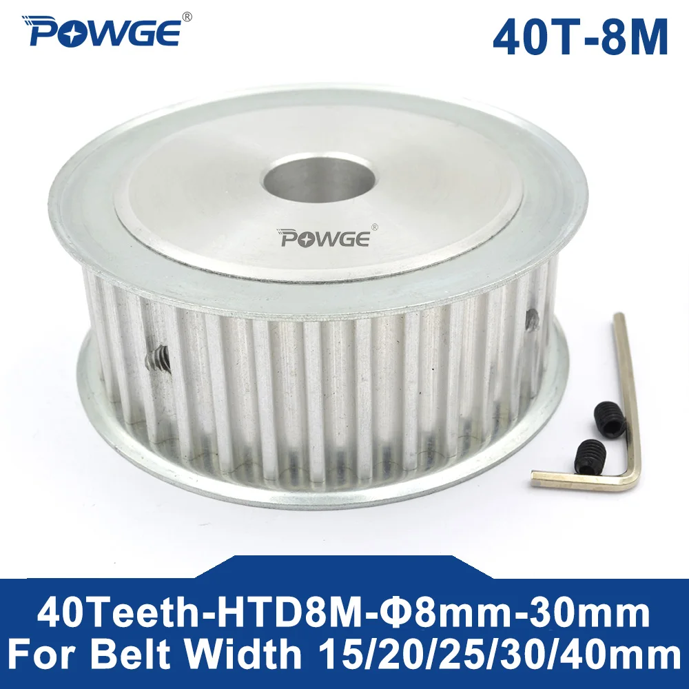 

POWGE Arc HTD 8M 40 Teeth Timing Synchronous Pulley Round Bore 8-38mm for Belt Width 25/30/40mm HTD8M 40-8M AF 40T 40Teeth