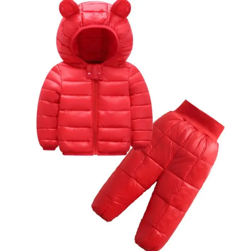 2024 New Children\'s Clothes Sets Winter Girls and Boys Hooded Down Jackets Coat-Pant Overalls Suit for Warm Kids Clothin 0-5Y