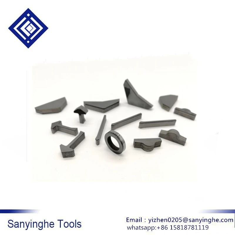 

Irregular shape PCD cutting inserts CNC cutting blade PCD composite sheet shaped blade cuttable and weldable