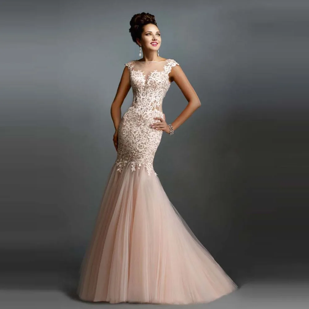 

Mermaid Lace vestido de noiva Cap Sleeves Floor-Length Zipper Back Sleeveless Scoop party prom Gown 2025 new wedding dresses