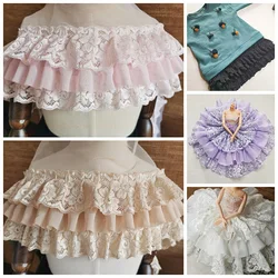 Di modo Tre-strato di Maglia Chiffon Rugosa Tessuto di Pizzo FAI DA TE Giocattoli Per Bambini Bambola del Pannello Esterno Dei Vestiti delle Donne Del Bordo Guarnizioni accessori