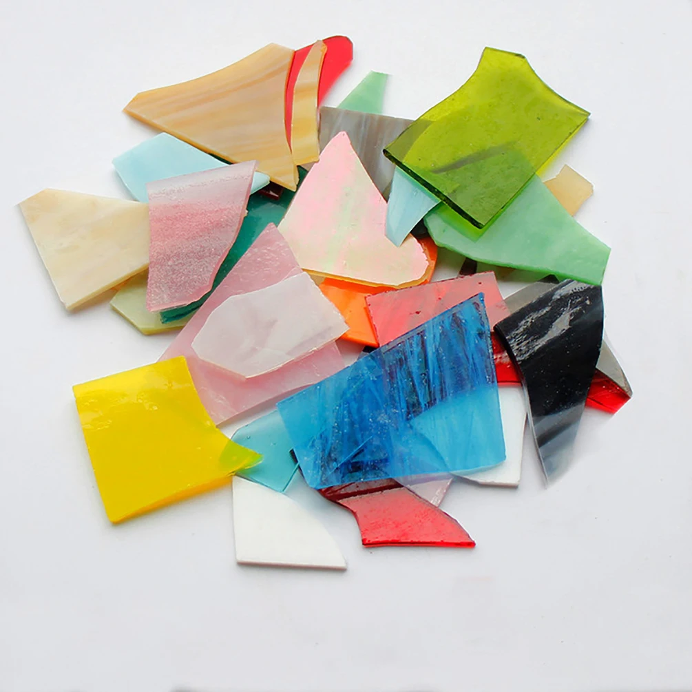 100g Irregular Mica Glass Mosaic Tiles Transparent Broken Glass Pieces for Craft DIY Wall Decorative Mosaic Materials