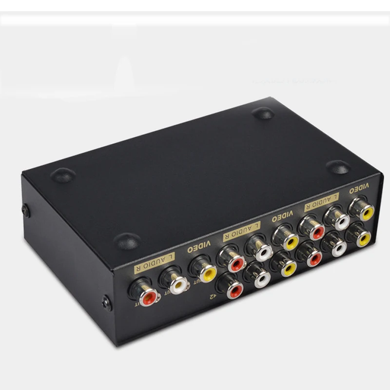 AV Switch Box 4 in 1 out AV Audio Video Signal Composite for HDTV LCD DVD 3 RCA Switcher 4 to 1 Selector