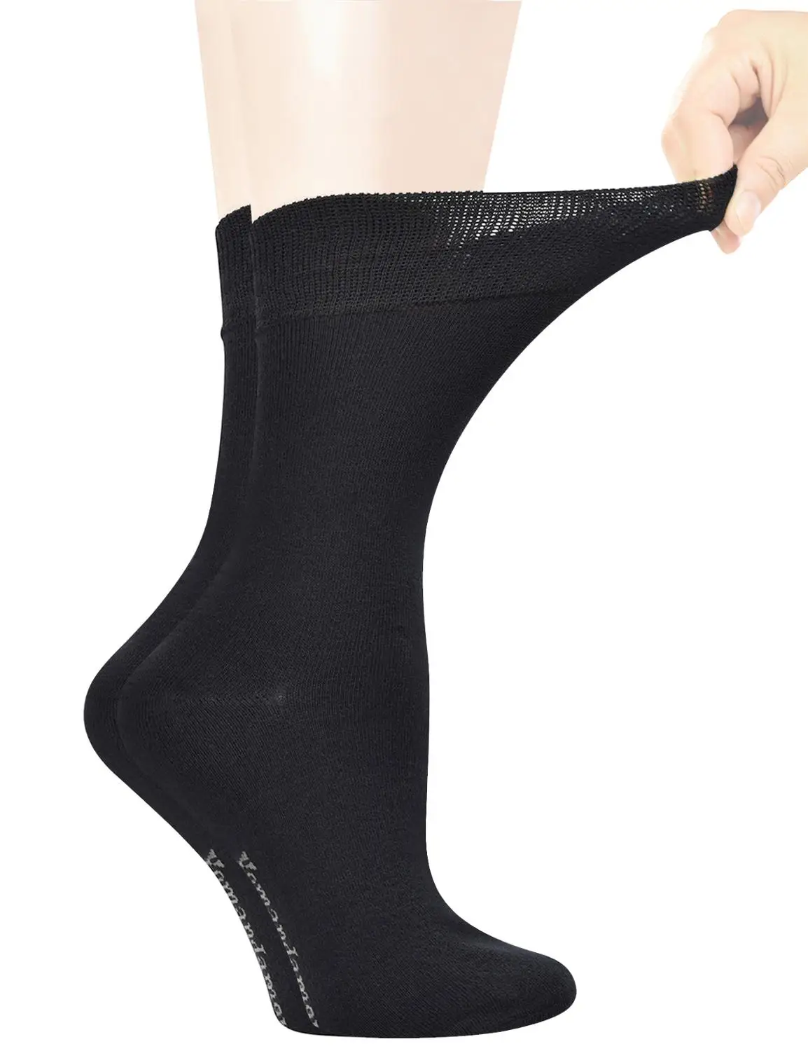 

Yomandamor Women's Best Bamboo Seamless Crew Dress Black Socks,5 Pairs L Size