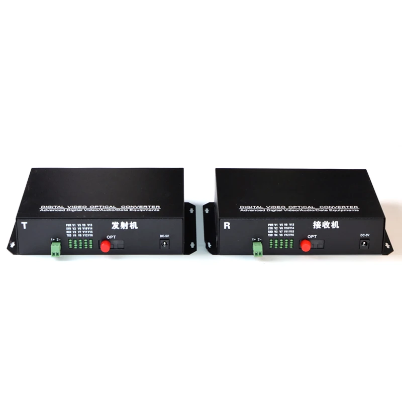 

1 Pair 16CH +RS485 Data 16V1D Fiber Optic Video Optical Transmitter & Receiver 16 Channel Video Optical Converter