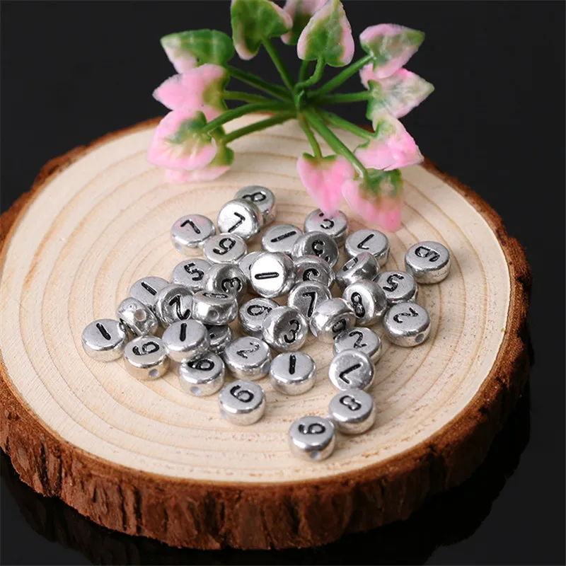 Wholesale 3600pcs 4*7mm Flat Coin Round Shape Number Beads Plastic Acrylic DIY Jewelry Findings Bracelet Spacers 0-9 Ornaments