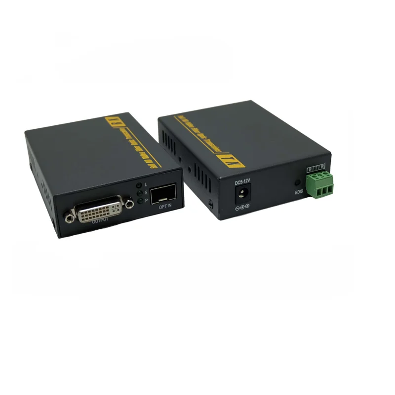 4K DVI Optic Extender DVI fiber transmitter and receivers 20KM Single mode LC  RS232