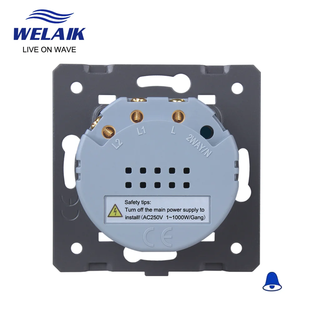 WELAIK EU 220V Single wire Doorbell Reset Wall Touch Switch-DIY Parts 2gang 1way A921ML