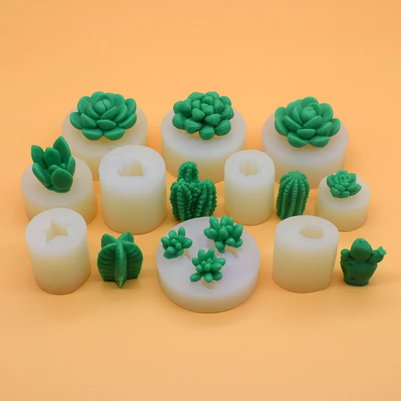 3D Cactus Tree Succulents Silicone Mold For Jelly Chocolate Ice Making Cake Baking Gypsum Wax Concrete Mould DIY Resin Art Tools