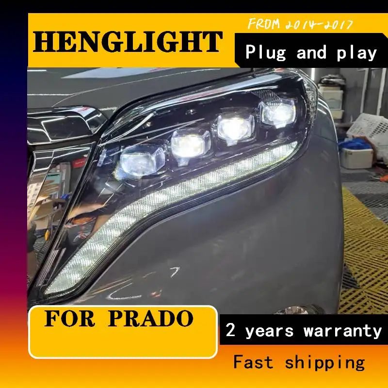 

Car Styling Head Lamp For Toyota Prado Headlights LED 2014-2017 DRL Daytime Running Light Guide Bi-Xenon HID Accessories