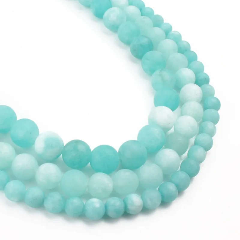 6/8/10mm Frosted Blue River Amazonite matte beads natural stones Round loose beads for jewelry making bracelet necklace diy