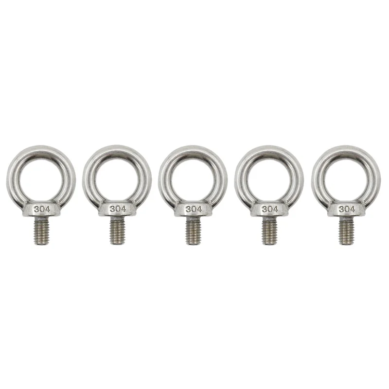 

M10(3/8'') Eyebolt, 304 Stainless Steel Lifting Eye Bolt, 5 PCS Heavy Duty Male Thread Lifting Ring Machinery Shoulder Eye Bolt