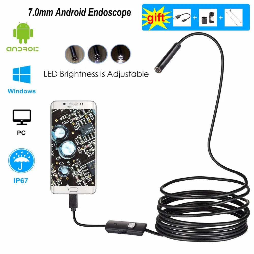 Android Endoscop Camera Flexible Schlange Inspektion Camera Wasserdicht Video Endoscop Für Smartphone USB Windows PC